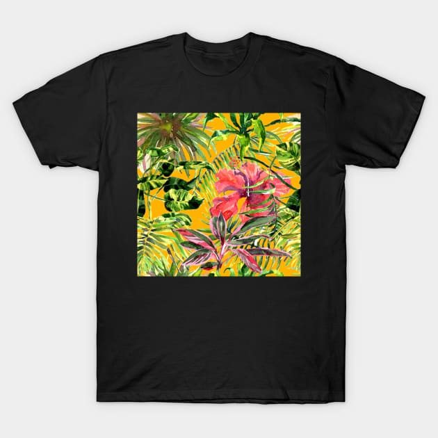 Watercolor tropical leaves and plants T-Shirt by Olga Berlet